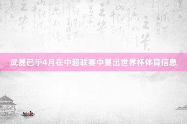 武磊已于4月在中超联赛中复出世界杯体育信息