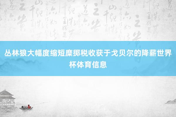丛林狼大幅度缩短糜掷税收获于戈贝尔的降薪世界杯体育信息