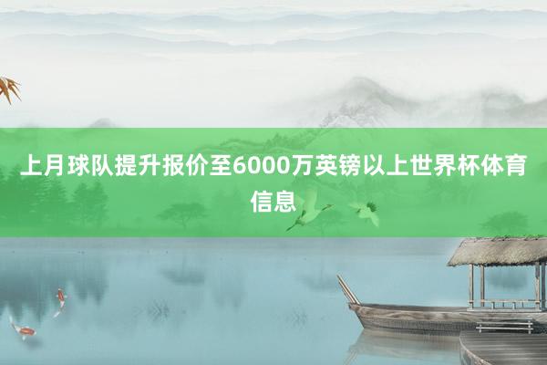 上月球队提升报价至6000万英镑以上世界杯体育信息