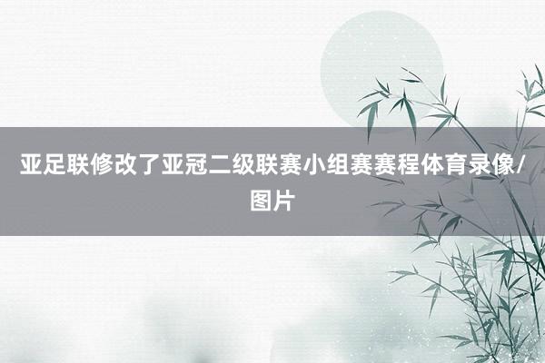 亚足联修改了亚冠二级联赛小组赛赛程体育录像/图片