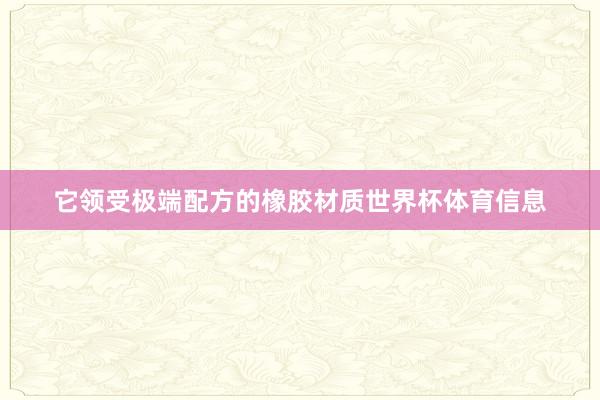 它领受极端配方的橡胶材质世界杯体育信息