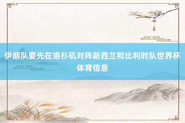 伊朗队要先在洛杉矶对阵新西兰和比利时队世界杯体育信息