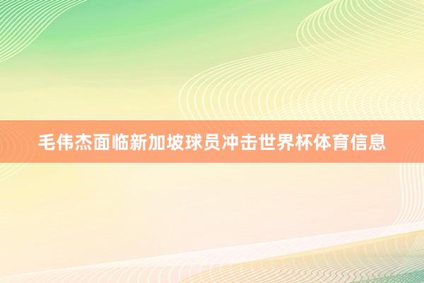 毛伟杰面临新加坡球员冲击世界杯体育信息