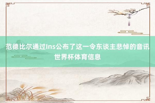 范德比尔通过Ins公布了这一令东谈主悲悼的音讯世界杯体育信息