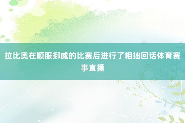 拉比奥在顺服挪威的比赛后进行了粗拙回话体育赛事直播